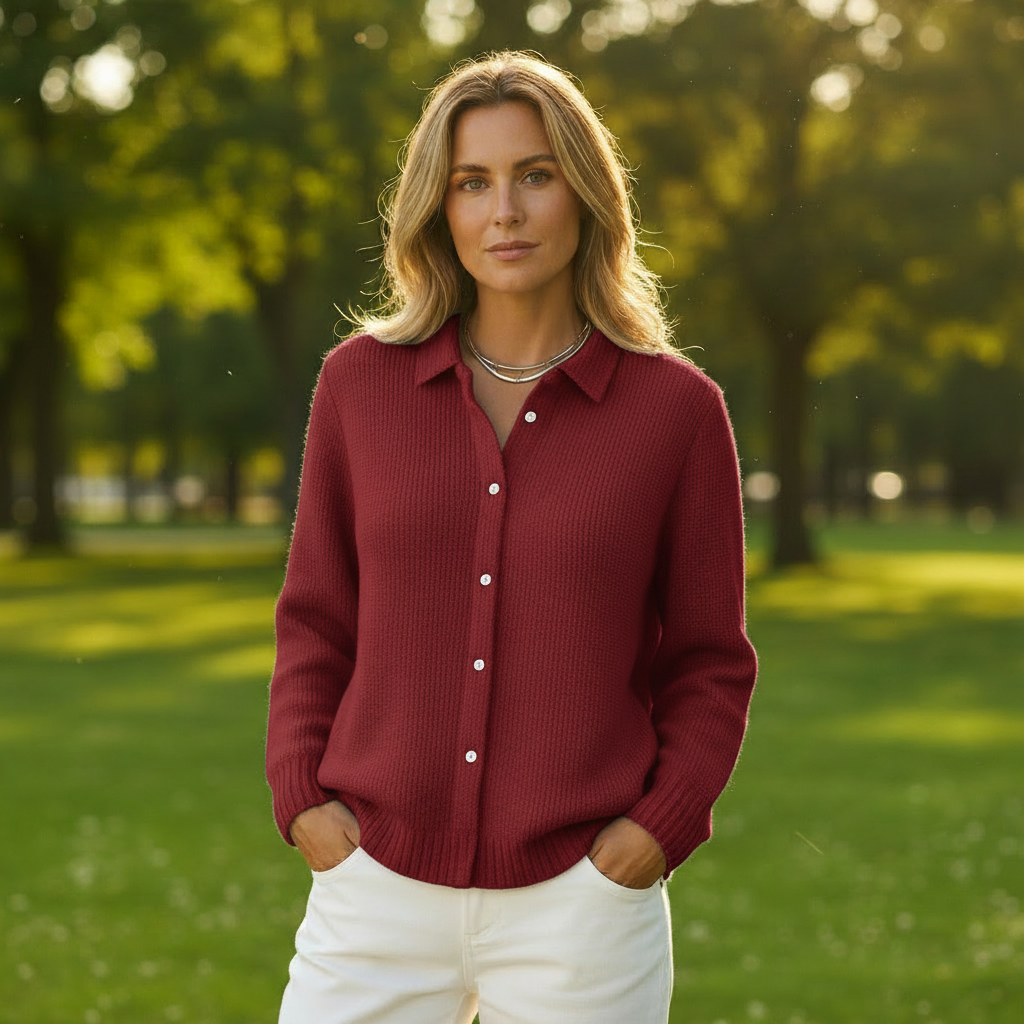 Fiora – Cárdigan con Cuello Polo